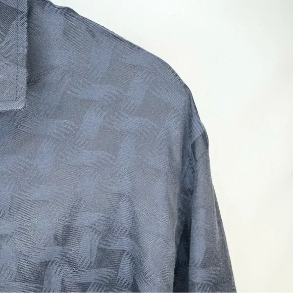 Bespoke Men’s Button-Down Collared Shirt Subtle Tonal Pattern Navy Blue Size XL - Picture 4 of 7